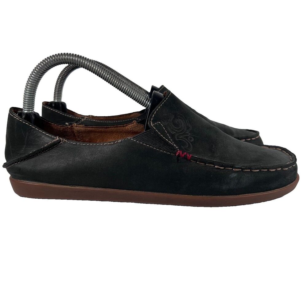Olukia Nohea Nubuck Leather Slip On Loafers Shoes Grey Women's Size 8.5